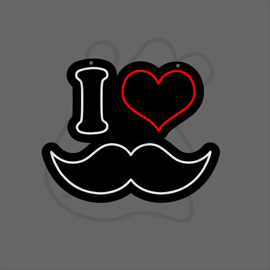 i Love Mustache Neon Sign