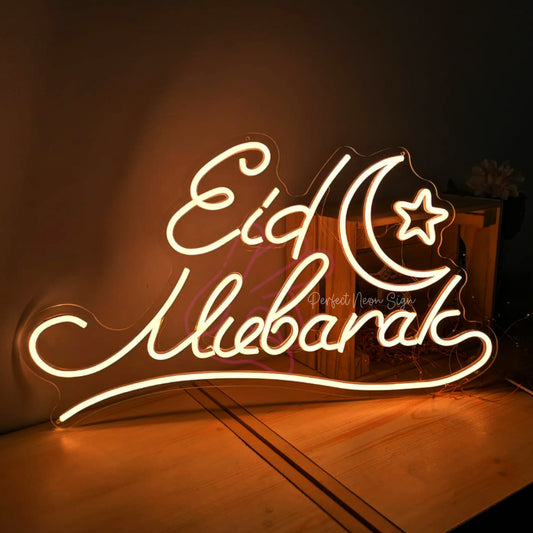 Eid Mubarak with Moon Neon Sign